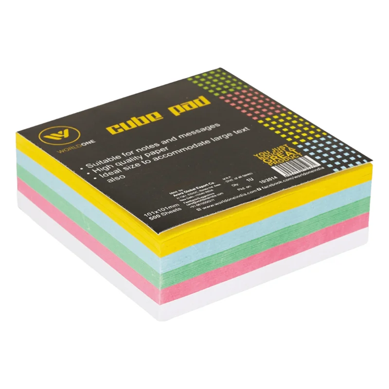 Worldone Cube Memo Pad - Multicolour, 70 GSM