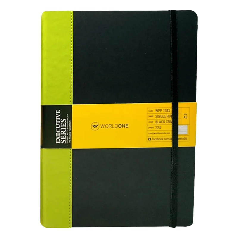 Worldone Executive A5 Diary - Single Line, 224 Pages, Olive Green