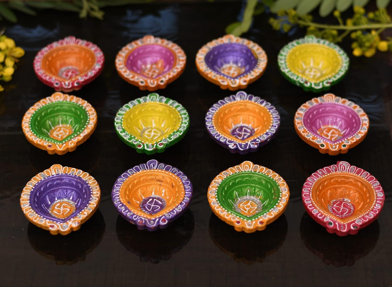 Handmade Clay Diya Set (12 pcs)